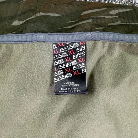 686 Tiger Stripe Camo Full Zip Fleece Jacket Mens XL Green Utility Techwear - Picture 11 of 16